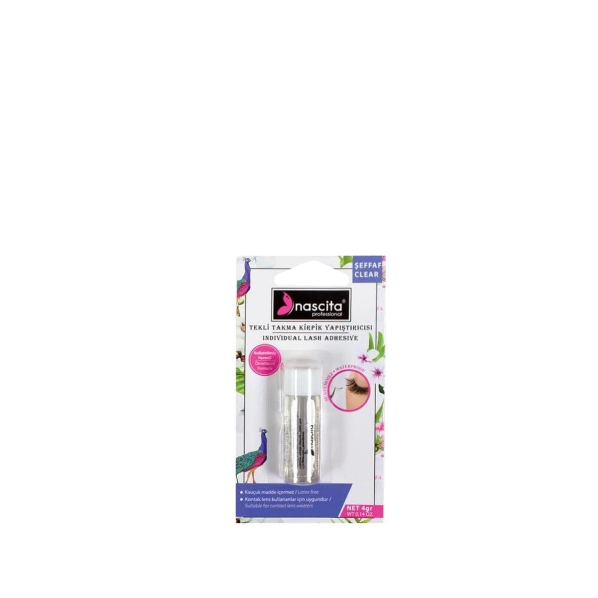 Nascita False Eyelash Adhesive - Transparent 4g Eyelash Glue for Secure and Natural Look by Beauty Care Bag