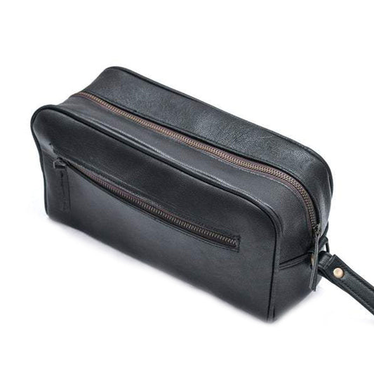 The Single Section Toiletry- Black by Classy Leather Bags