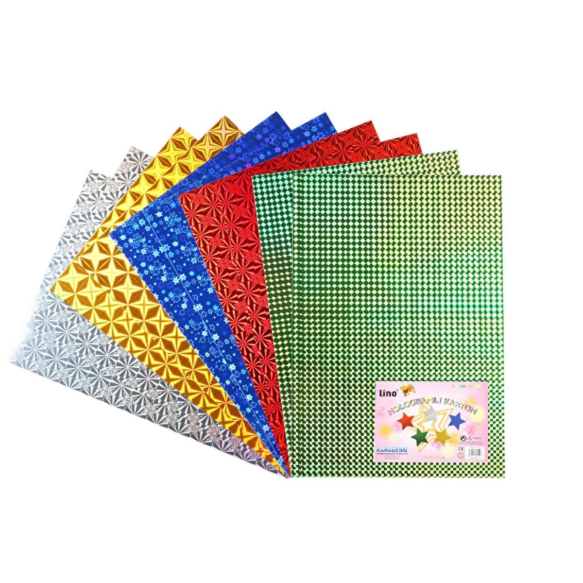Lino Holographic Cardstock - 5 Colors, 10 Sheets (9.06 x 12.99 inches) - Metallic Paper for Crafts & Art Projects by Beauty Care Bag