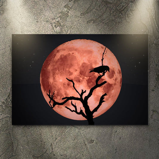 Crow And Blood Moon Canvas Wall Art by Tailored Canvases
