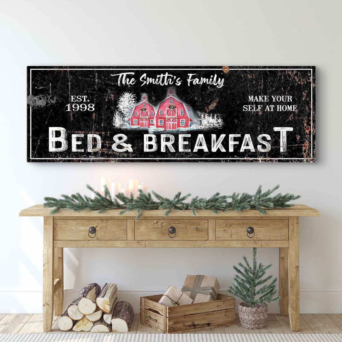 Christmas Bed & Breakfast Sign by Tailored Canvases
