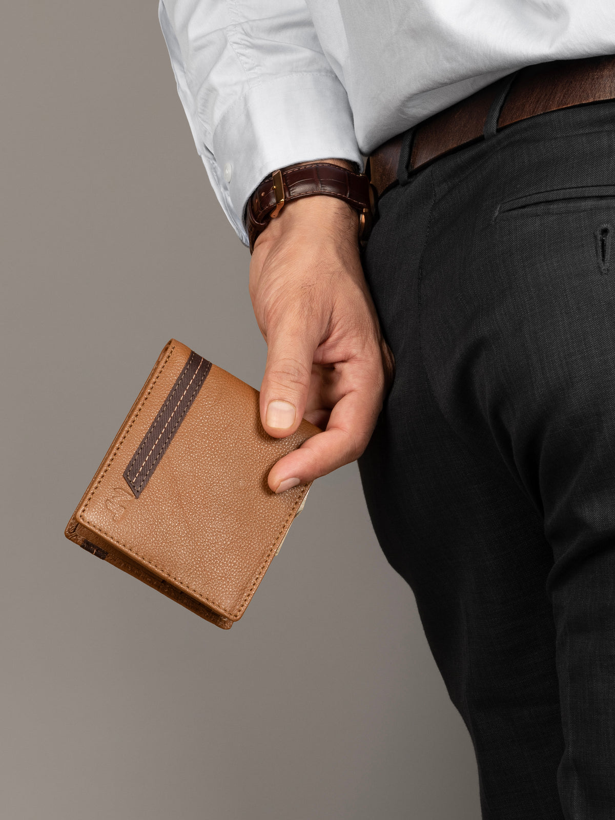 Stripe Brown Men's Wallet by Classy Leather Bags