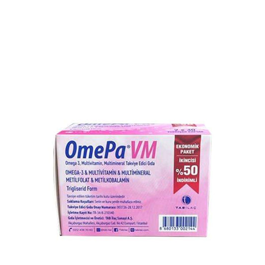 OmepaVM Multivitamin & Omega-3 Supplement 60 Capsules by Beauty Care Bag