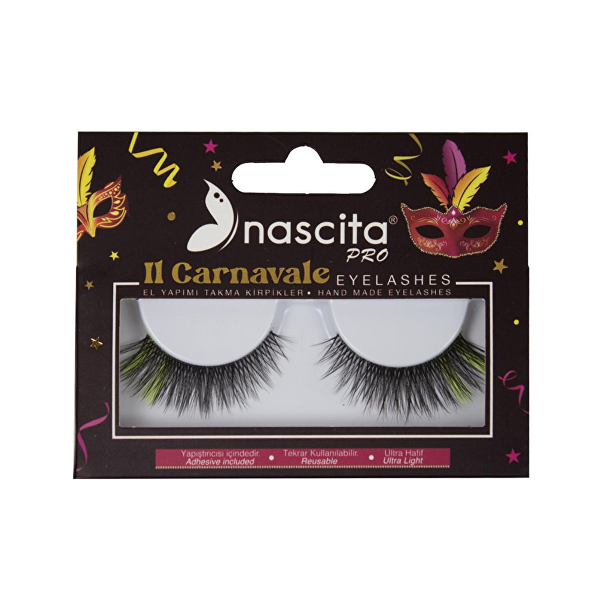 Nascita Carnavale Series False Eyelashes - Yellow, Special Cut Hair Structure, Smoky Eye Makeup by Beauty Care Bag