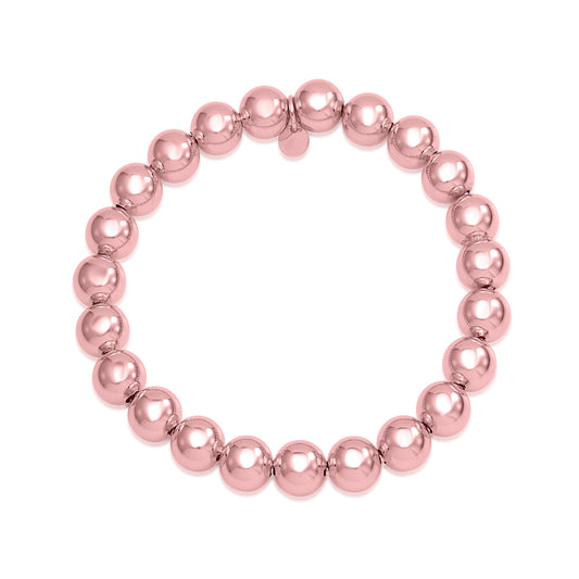 Sterling Silver 925 Polished Large Ball Bead Stretch Bracelet 8mm by Massete
