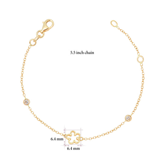 Flower Bracelet in 14k Gold with CZ by Massete