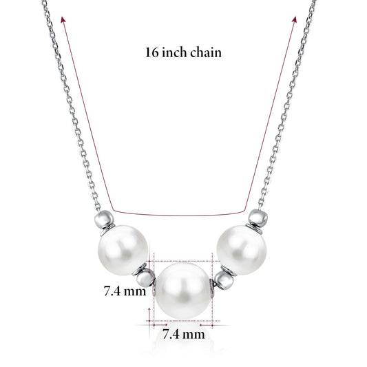Pearl Necklace Pendant Necklace in 14k White Gold by Massete