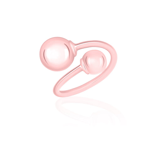 Sterling Silver 925 Polished Double Ball Bypass Ring by Massete