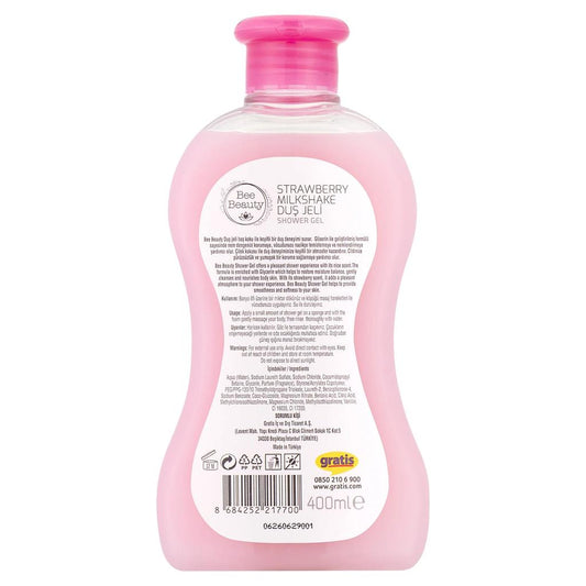 Bee Beauty Strawberry Milkshake Shower Gel for Soft Skin 400 ml by Beauty Care Bag
