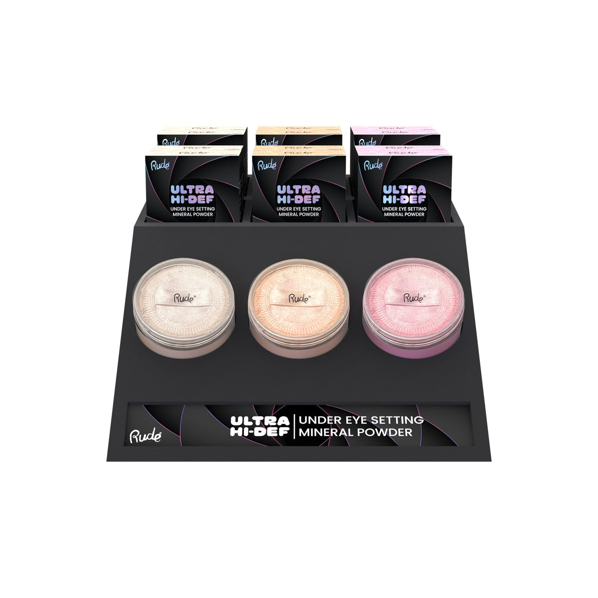 RUDE UHD Under Eye Setting Mineral Powder Display Set by Avera Group