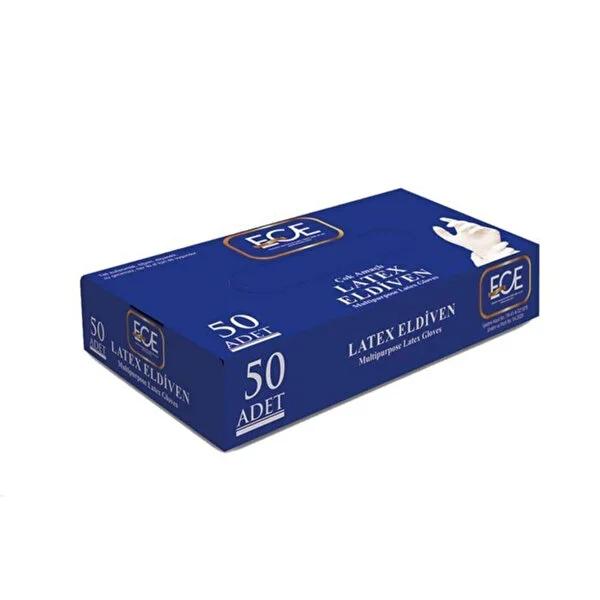 Ece disposable powdered latex gloves, size S, 50 count