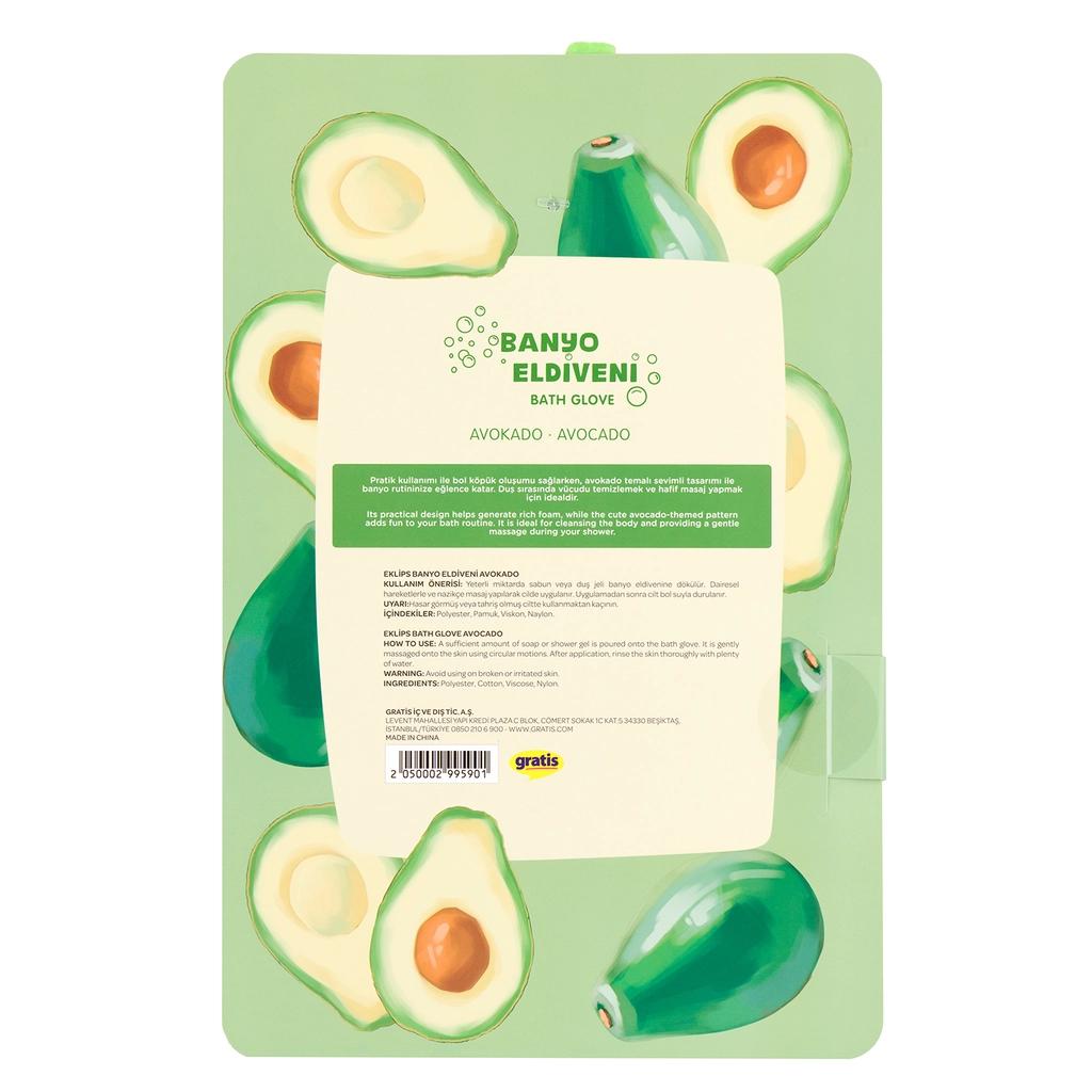 Eklips Avocado Bath Mitt for Gentle Exfoliation 1 Count by Beauty Care Bag