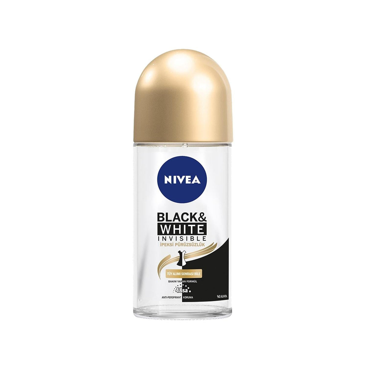 Nivea Invisible Black&White Roll-On Deodorant 50 ml - Silky Smooth Antiperspirant for Women and Men by Beauty Care Bag