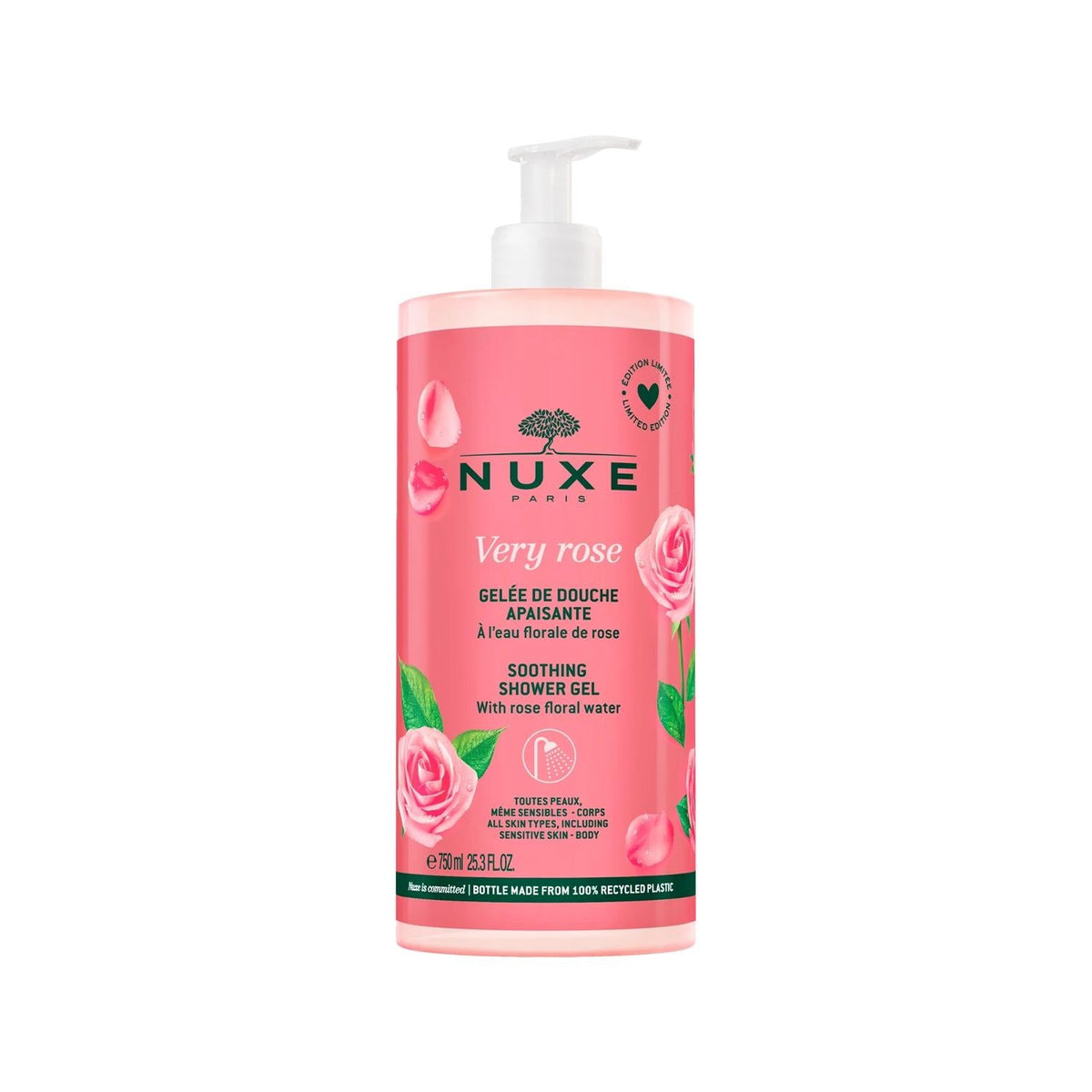 Nuxe Very Rose Shower Gel 750ml - Luxurious Fragrant Body Wash for Gentle Cleansing by Beauty Care Bag