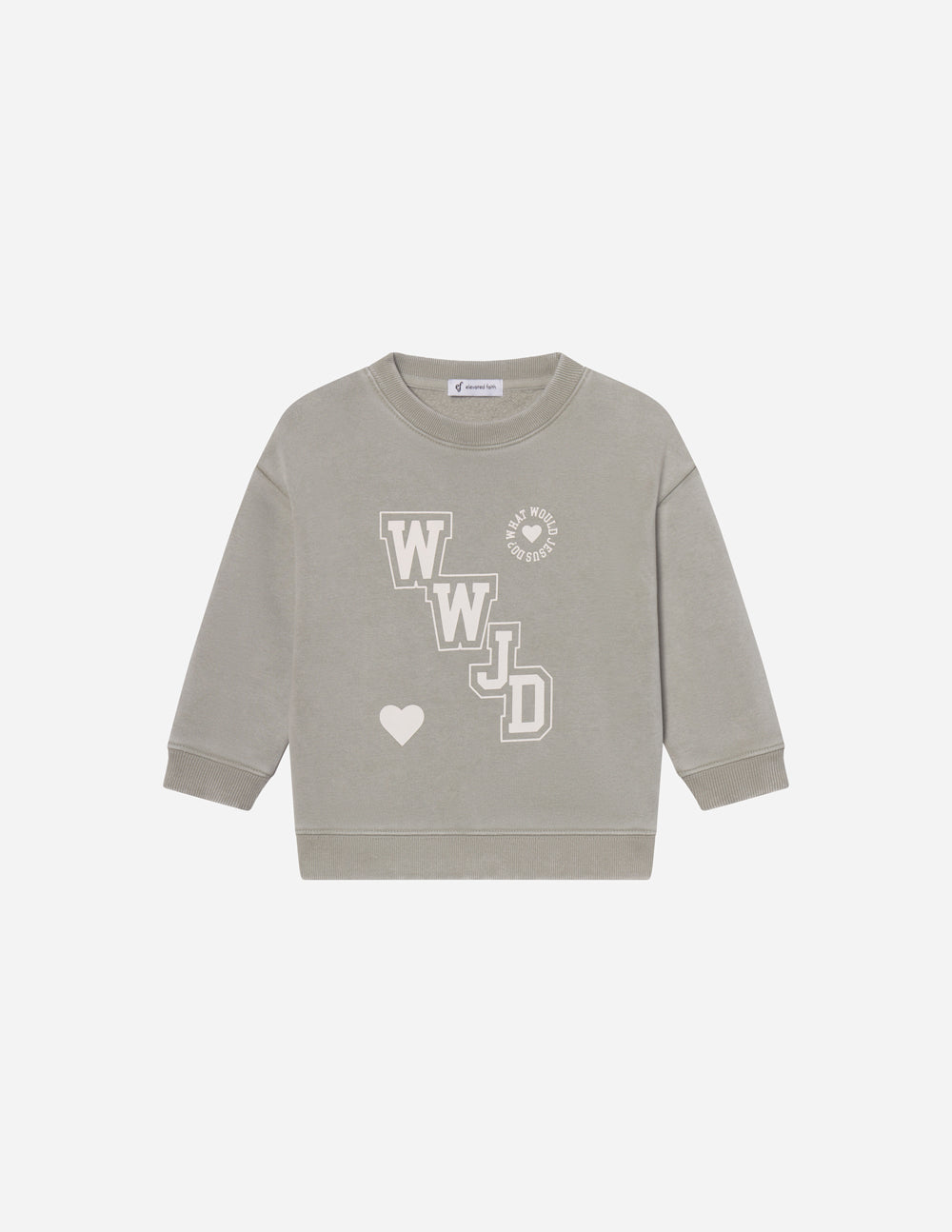 WWJD Varsity Kids Crewneck by Elevated Faith