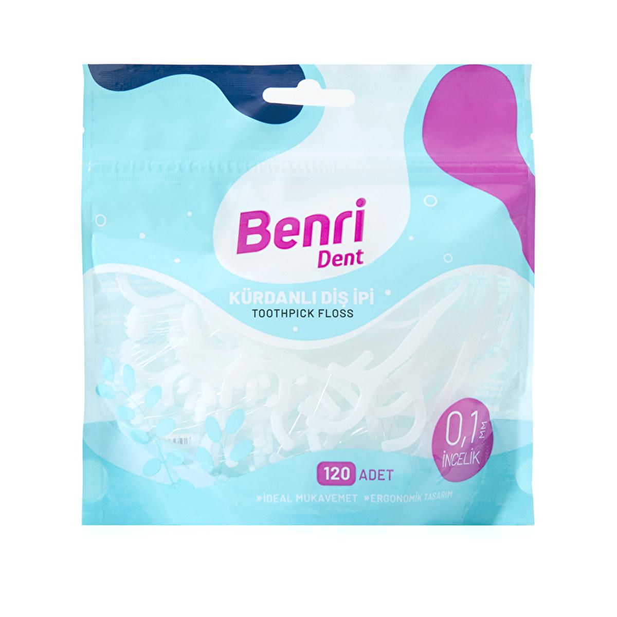Benri Dent Dental Floss with Picks - 120 Count, Effective Interdental Cleaning for Oral Hygiene by Beauty Care Bag