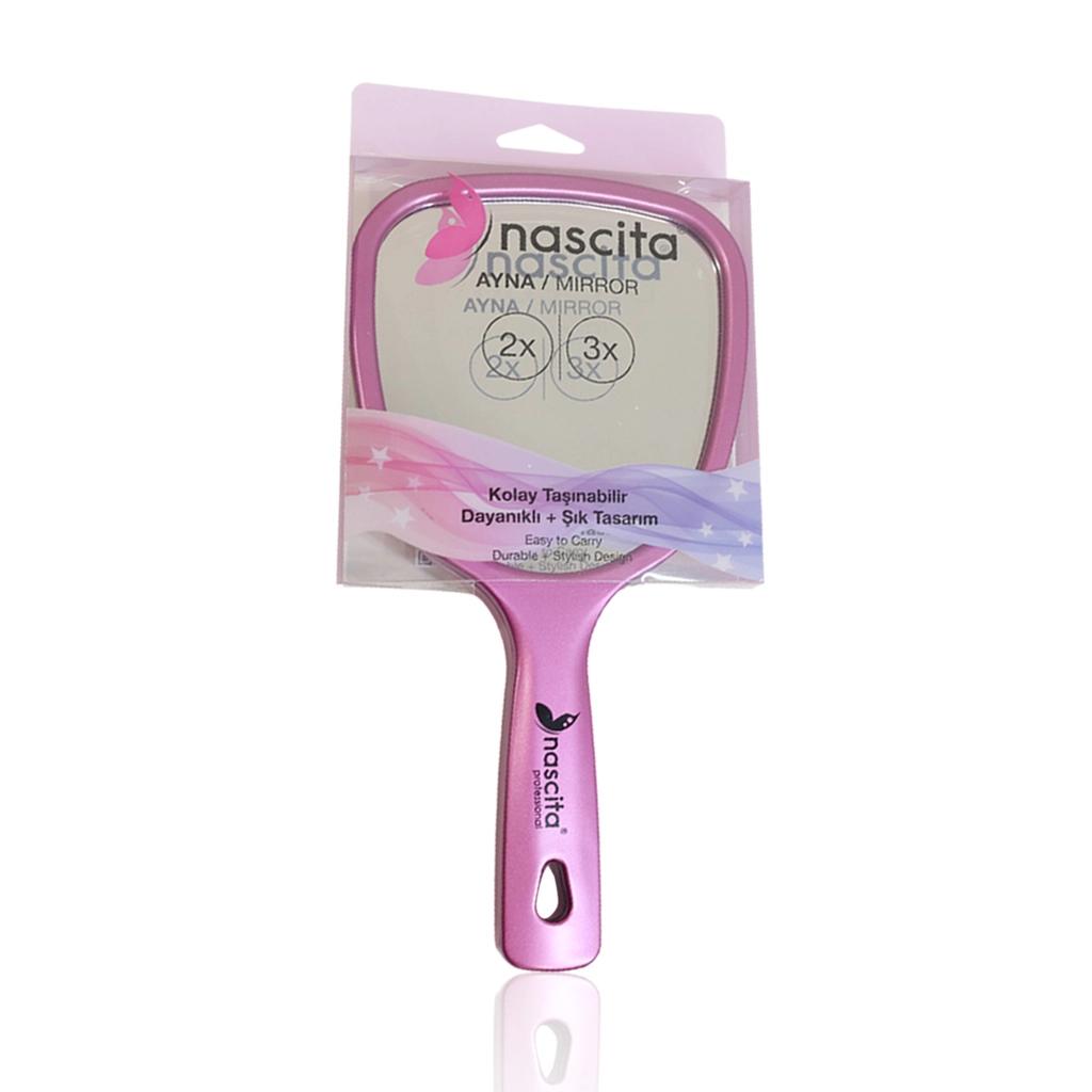 Nascita Pink Hand Mirror with Magnification by Beauty Care Bag