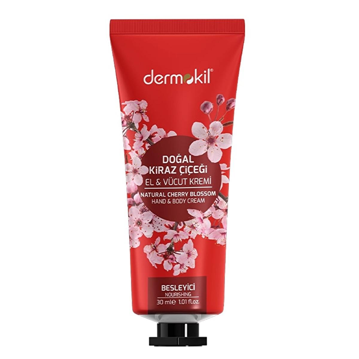 Dermokil Cherry Blossom Hand Cream: Natural Moisturizing for Dry Skin | Shea Butter, Glycerin & Clay - Deep Hydration & Protection, 1 fl oz by Beauty Care Bag