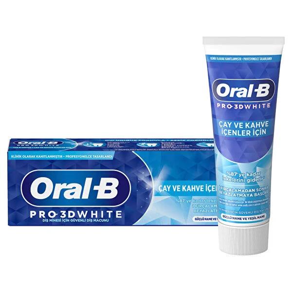 Oral-B Pro 3D White Tea & Coffee Toothpaste - Clinically Proven Whitening & Long-Lasting Freshness - 2.54 fl oz by Beauty Care Bag