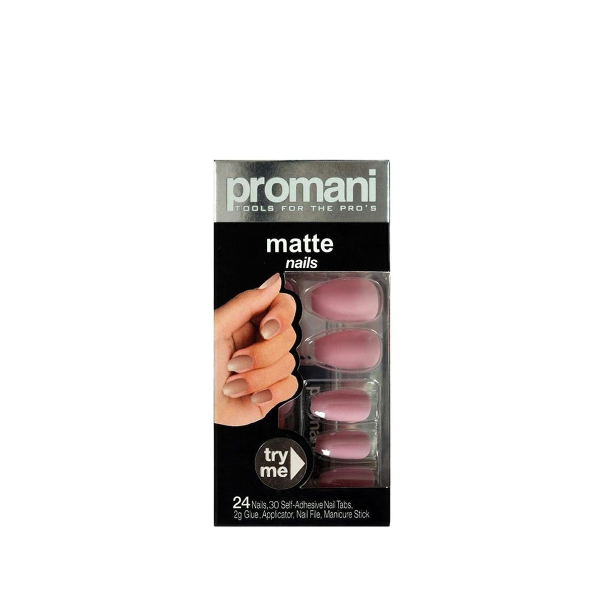 Promani: Matte Sugar Pink False Nail KitÐEasy Press On Nails for Trendy At-Home Manicures & Temporary Nail Extensions by Beauty Care Bag