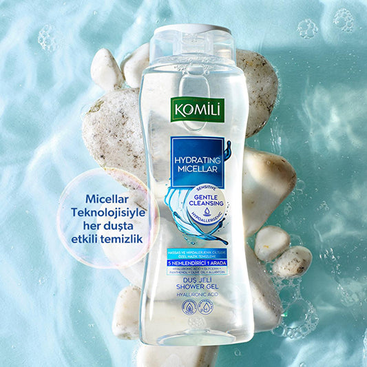 Komili Hydrating Micellar Shower Gel for Sensitive Skin - Gentle Cleansing & Moisturizing - 16.91 fl oz by Beauty Care Bag