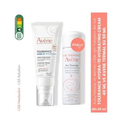 Avene Tolerance Hydra-10 Hydrating Cream and Thermal Water Set - 48 Hour Hydration for Sensitive Skin by Beauty Care Bag