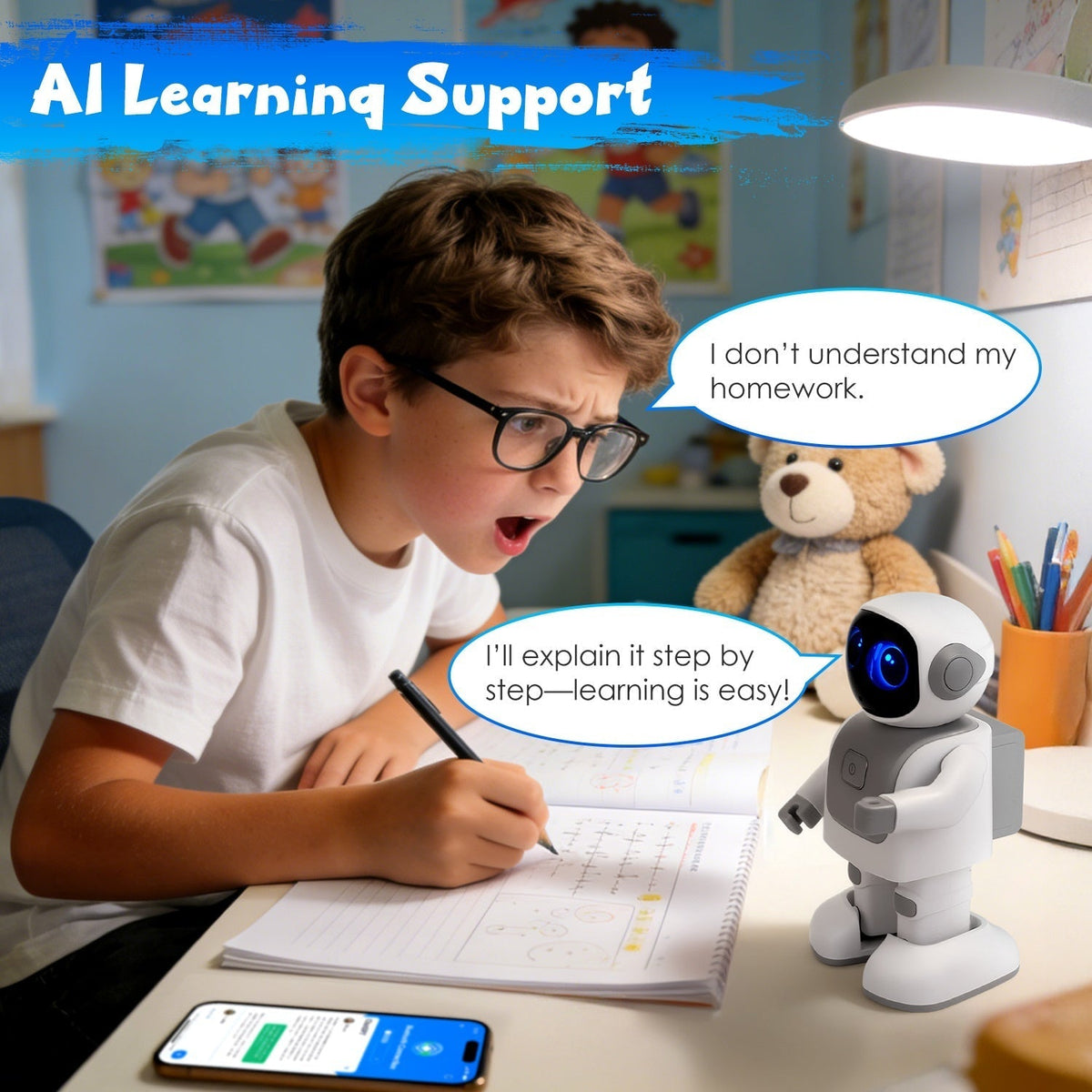 AI Dancing Robot Toy Smart Interactive Learning & Entertainment Robot for Kids with Bluetooth Music Programmable Moves Voice AssistantTorqelo.com