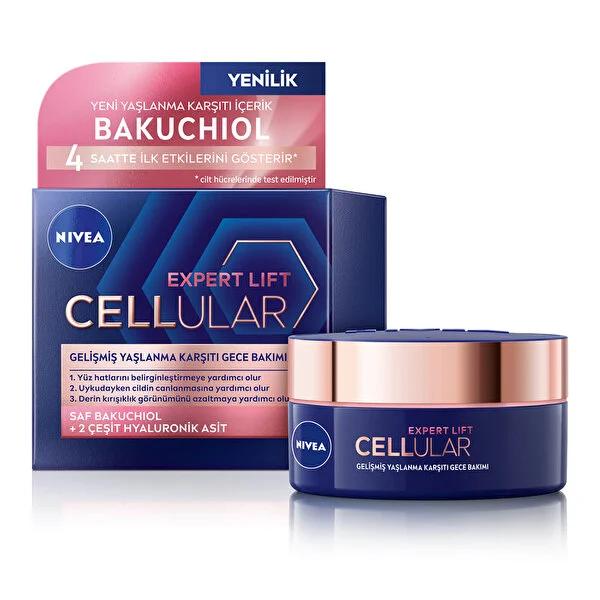 Nivea Cellular Expert Lift Bakuchiol Night Cream: Natural Retinol Alternative for Wrinkle Reduction & Skin Firming - 50ml by Beauty Care Bag