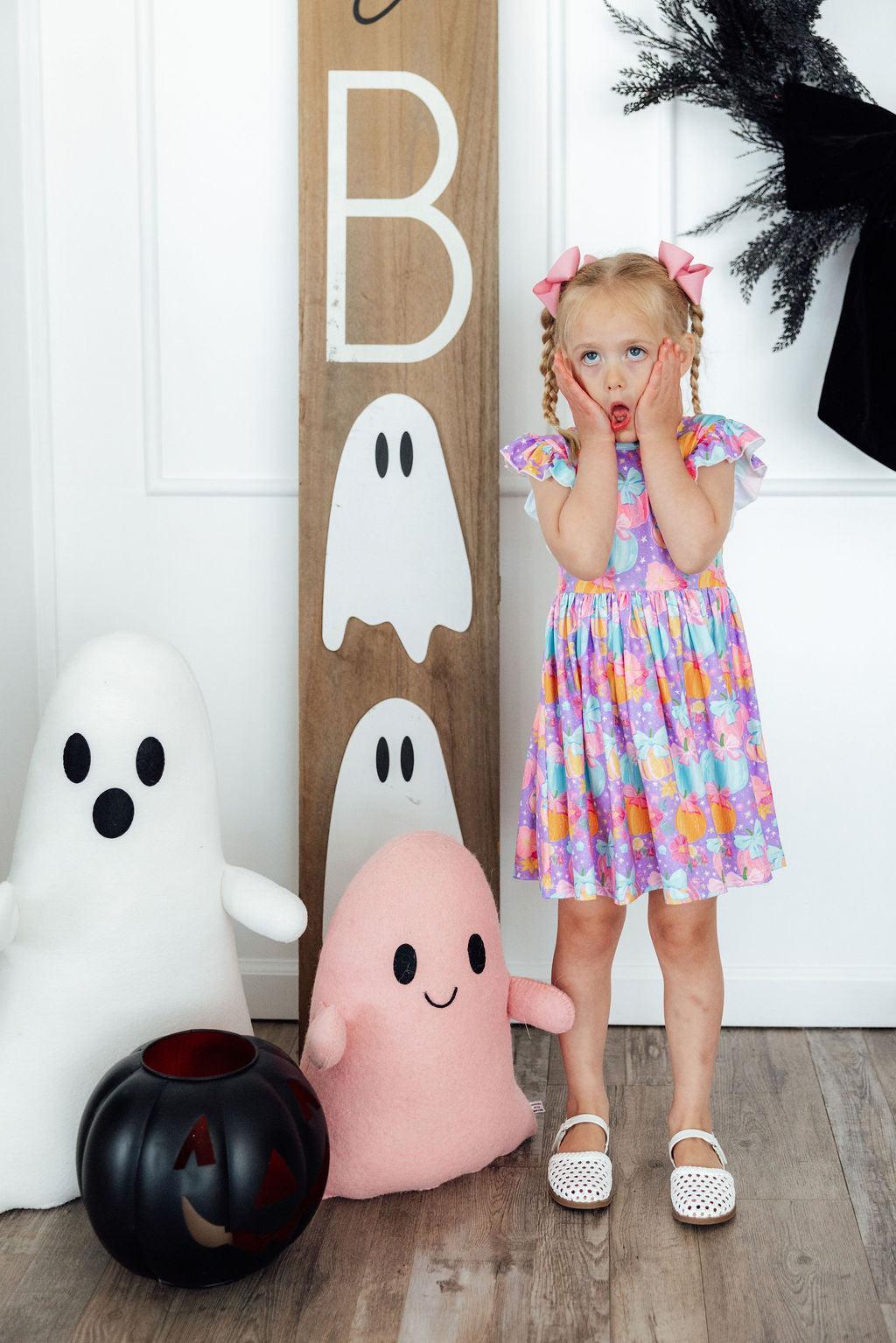 Autumn Sparkle Flutter Sleeve Twirl DressTwirl Dress - FlutterTorqelo.com