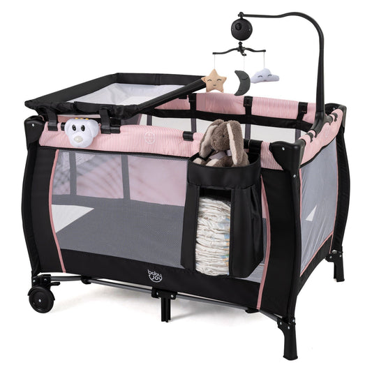 Baby Playpen with Changing Table and Bassinet - PinkBaby PlaypenTorqelo.com