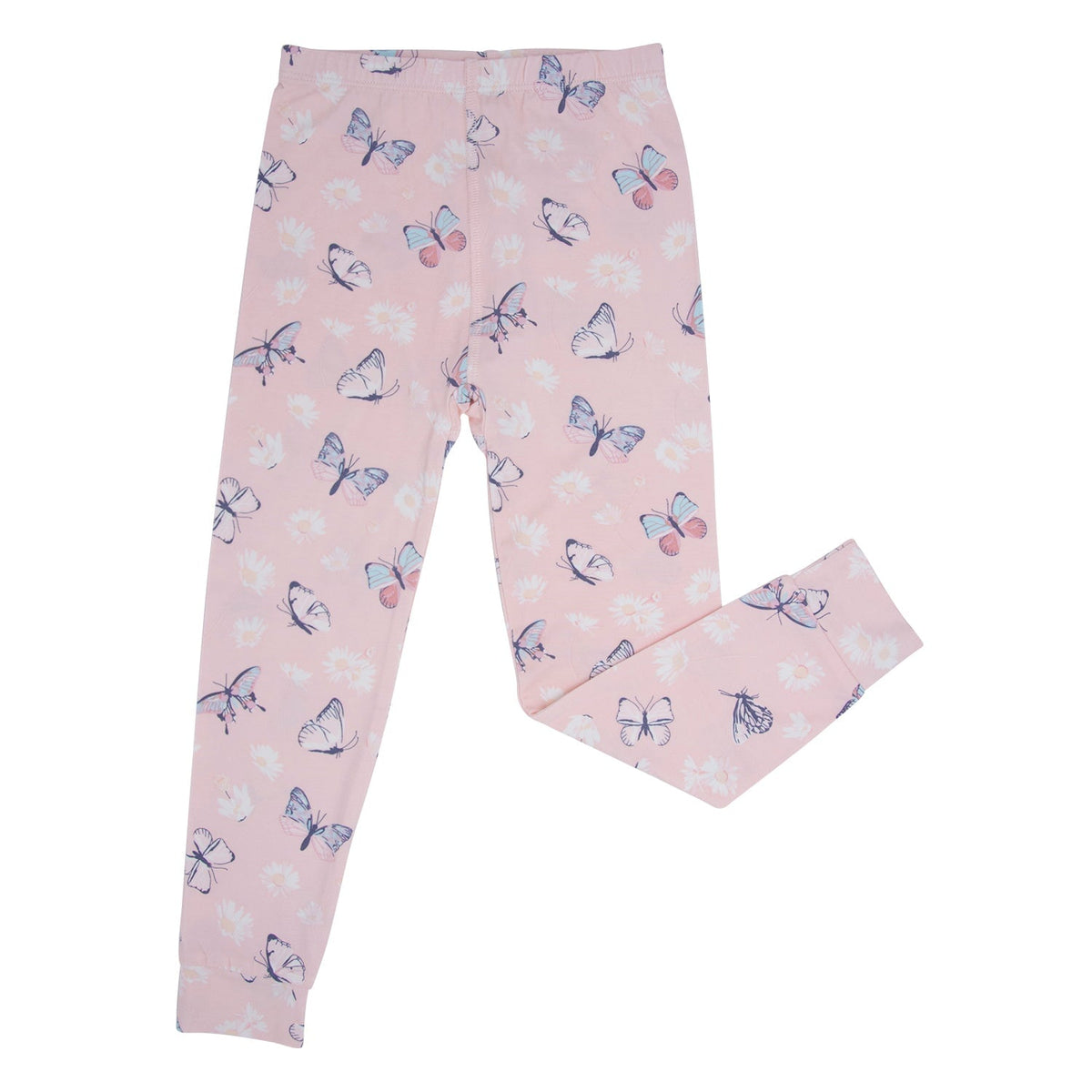 Pink Butterfly Daisy Bamboo Big Kid Pajama Set by Sweet Bamboo