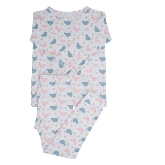 Pink Farm Hens Bamboo Big Kid Pajama by Sweet Bamboo