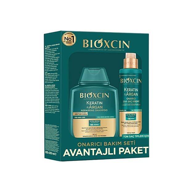 Bioxcin Keratin & Argan Repairing Hair Care Set 2-Piece by Beauty Care Bag