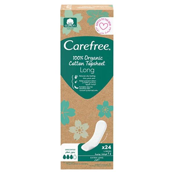 Carefree Organic Cotton Long Panty Liners - 24 Count, Unscented, Hypoallergenic - Comfortable & Sustainable Feminine Hygiene by Beauty Care Bag