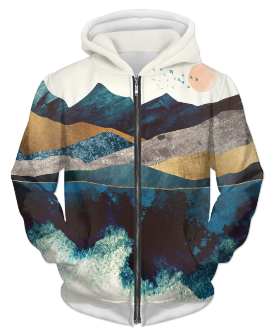 Blue Mountain Reflection 1 UNISEX ZIP HOODIE by Scorpius