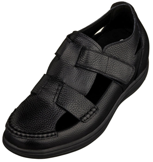 CALTO - K2661 - 3.2 Inches Taller (Black) - Casual Fisherman SandalSandalsTorqelo.com