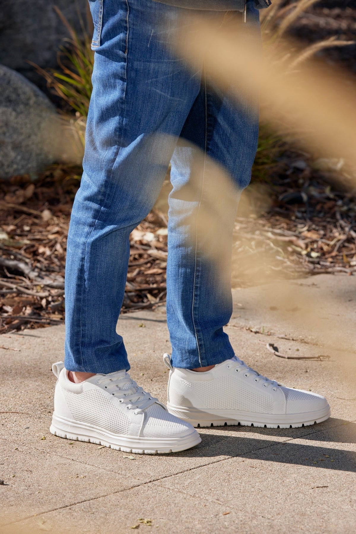 CALTO - X2321 - 2.4 Inches Taller (White/White Sole) - Lace Up Casual Sneaker - LightweightSneakers / AthleticsTorqelo.com