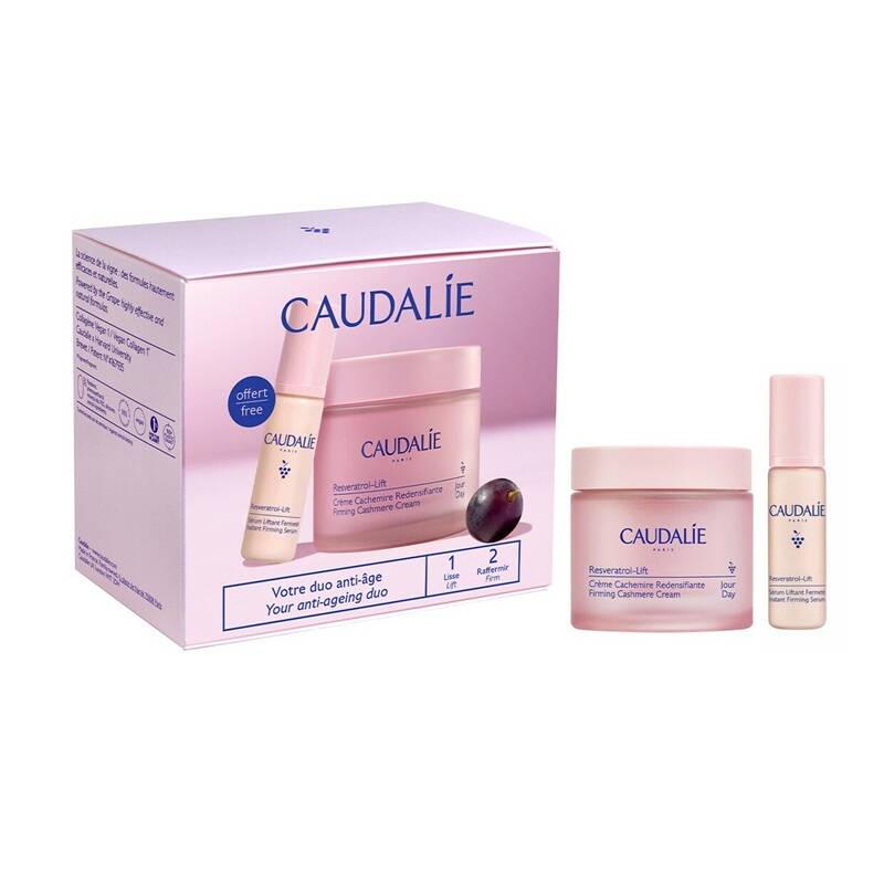 Caudalie Resveratrol-Lift Cashmere Cream & Serum Set by Beauty Care Bag