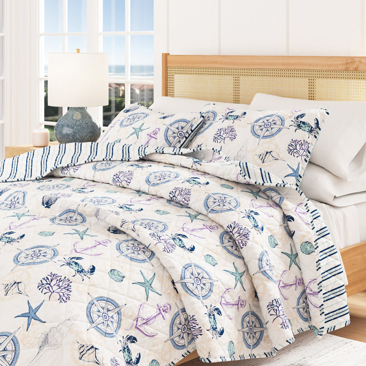 Azure Collection Coastal Quilt Set by Great Bay Home