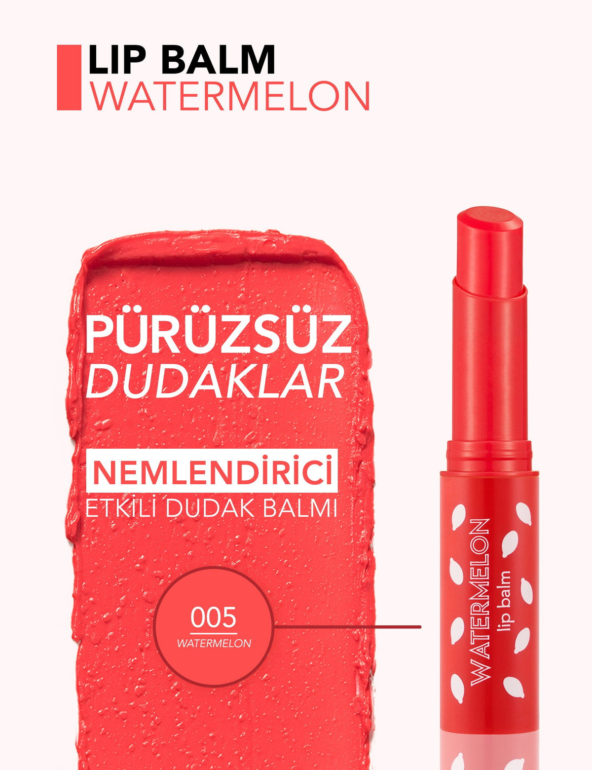 Flormar Watermelon Tinted & Nourishing Lip Balm for Soft Lips by Beauty Care Bag