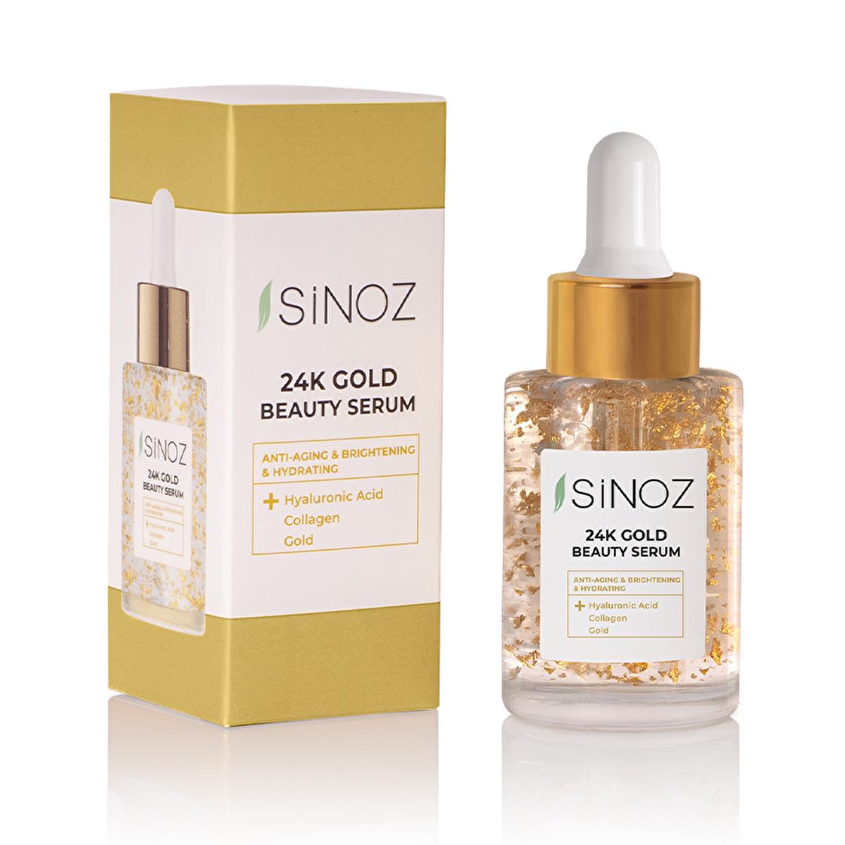 Sinoz 24K Gold Facial Serum: Anti-Aging, Collagen & Hyaluronic Acid Serum for Radiant, Firm, and Hydrated Skin - All Skin Types by Beauty Care Bag