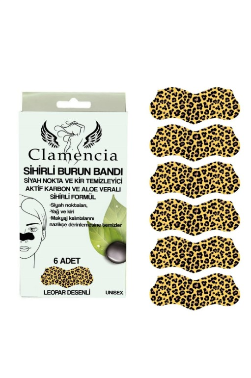 Clamencia Leopard Nose Pore Strips for Clear Skin 6 Count by Beauty Care Bag