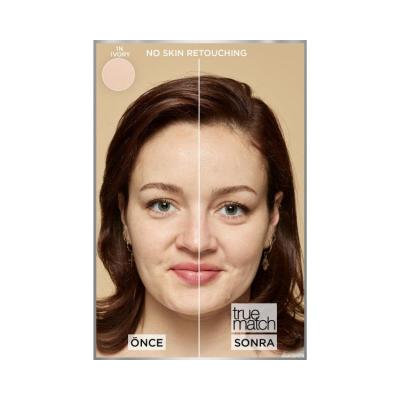 Loreal Paris True Match Foundation: 1N Ivory - Hyaluronic Acid & Vitamin E, Lightweight, Natural Look, SPF 17, Skin Tone Evener by Beauty Care Bag