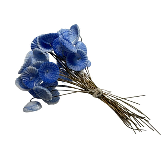 Vintage Czech Glass Flower Stamens - Blue Pressed Glass with Wire Stems 90mm - Individual Floral Components by Continental Bead Suppliers