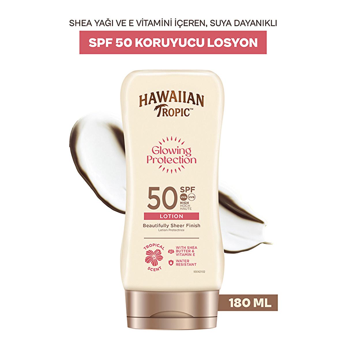 Hawaiian Tropic Glowing Protection SPF 50 Sunscreen Lotion - UVA/UVB, Vegan & Cruelty-Free, Moisturizing - 6.09 fl oz by Beauty Care Bag