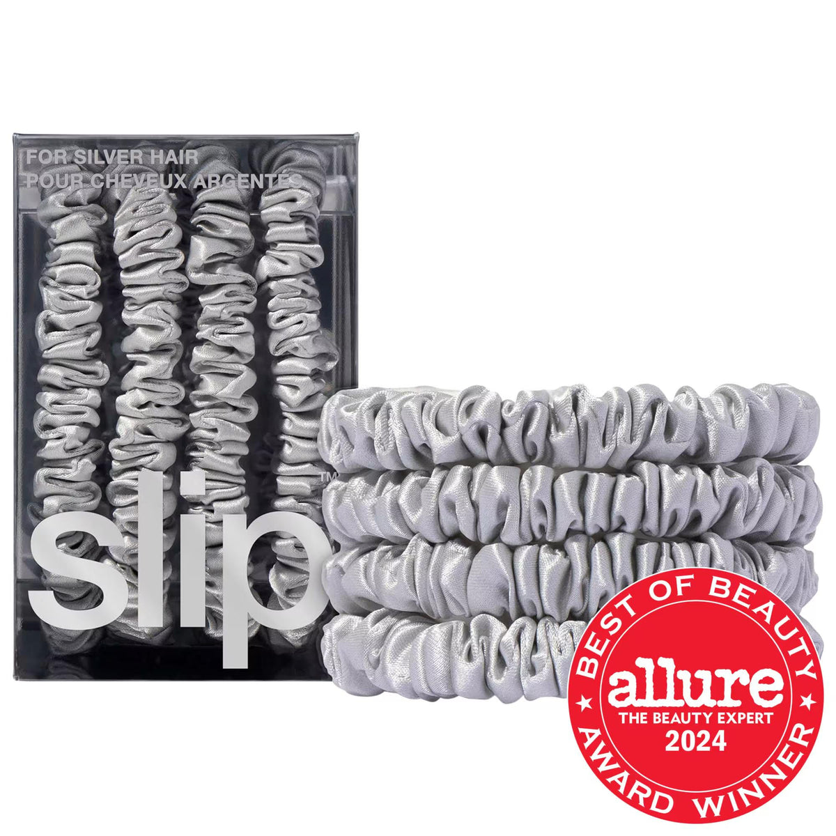 Slip pure silk skinny scrunchies, 4 pack