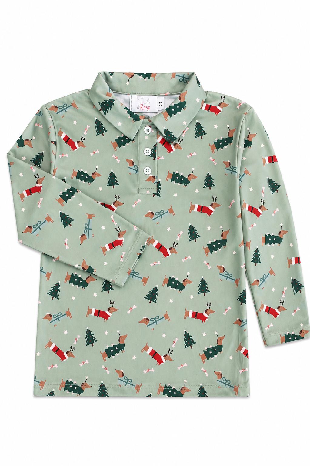 Dachshund Through the Snow L/S PoloBoys Polo - L/STorqelo.com