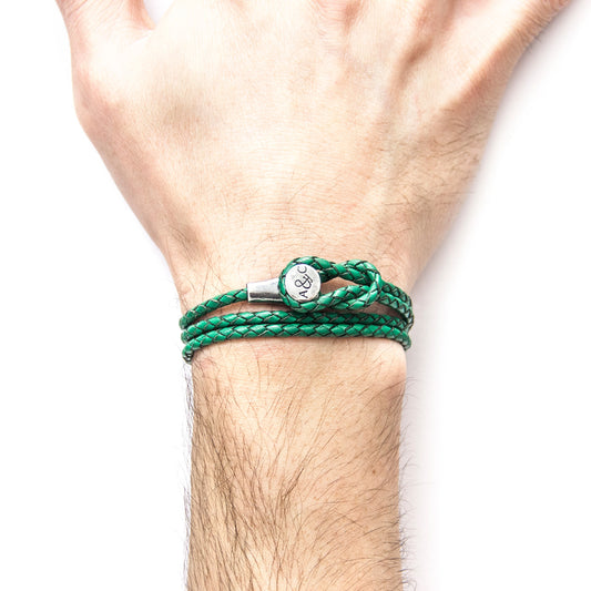 Fern Green Dundee Silver & Leather Bracelet by Magenta Sooty