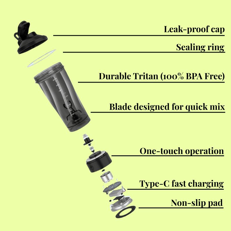 Electric Protein Shaker Bottle, Rechargeable Protein Shaker by Byzantium Phanes