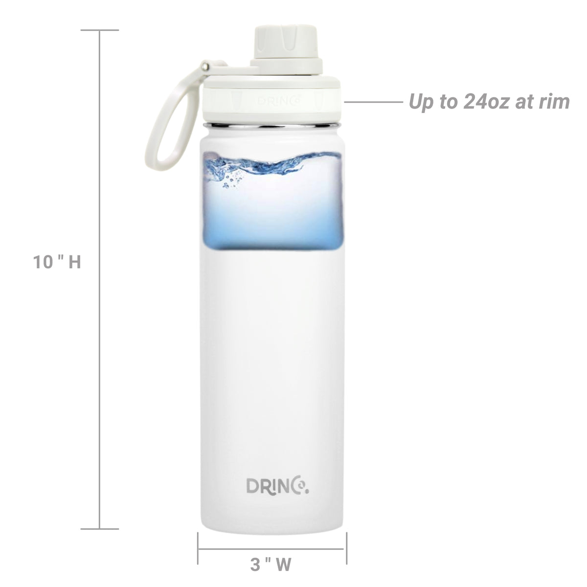 DRINCO® 22oz Stainless Steel Sport Water Bottle - Artic White by Orchid Lavender